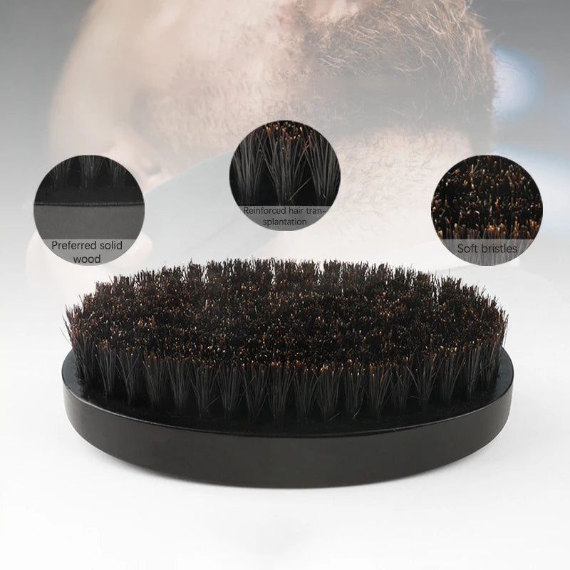 Professional Soft Boar Bristle Wood Beard Brush Comb Set