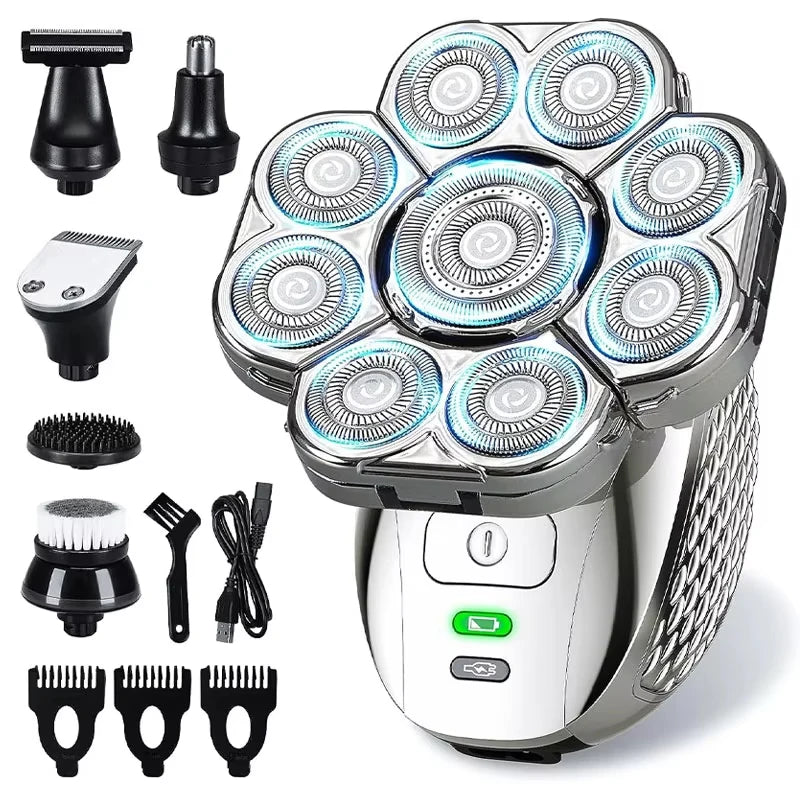 4D Head Shavers 6-in-1 Rechargeable Waterproof Head Shavers