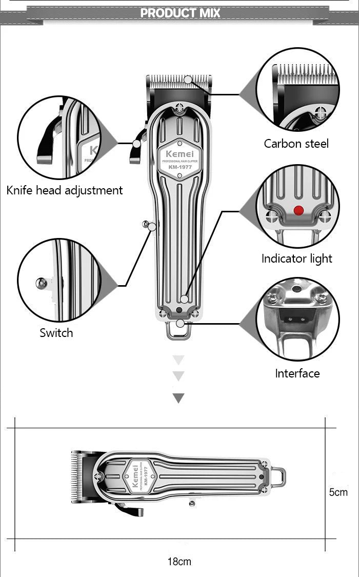 Kemei Shortcut Hair Clippers Self-Haircut Kit for Men
