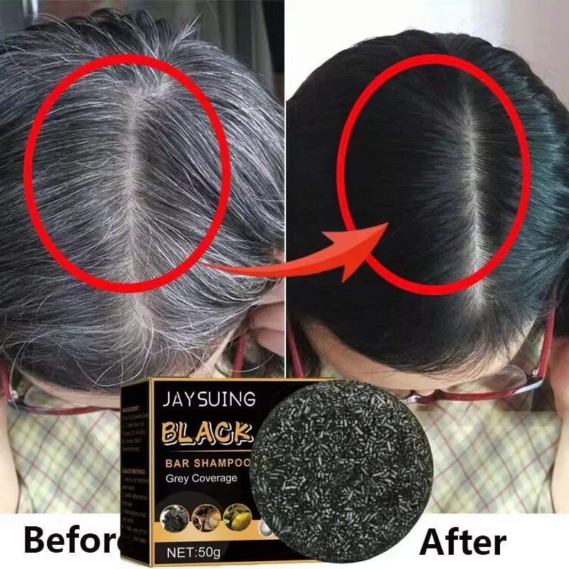 Magic White Hair to Black Shampoo Dye Soap Natural