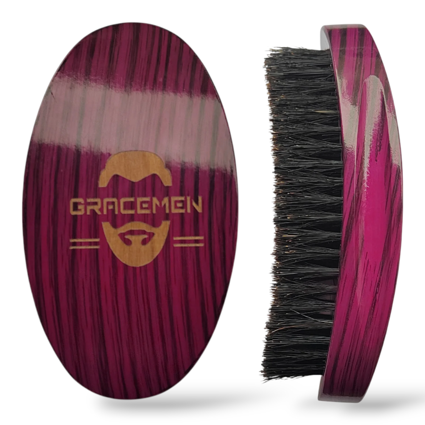 Gracemen 360 Wave Brush Afro Men Curved Wooden Handle