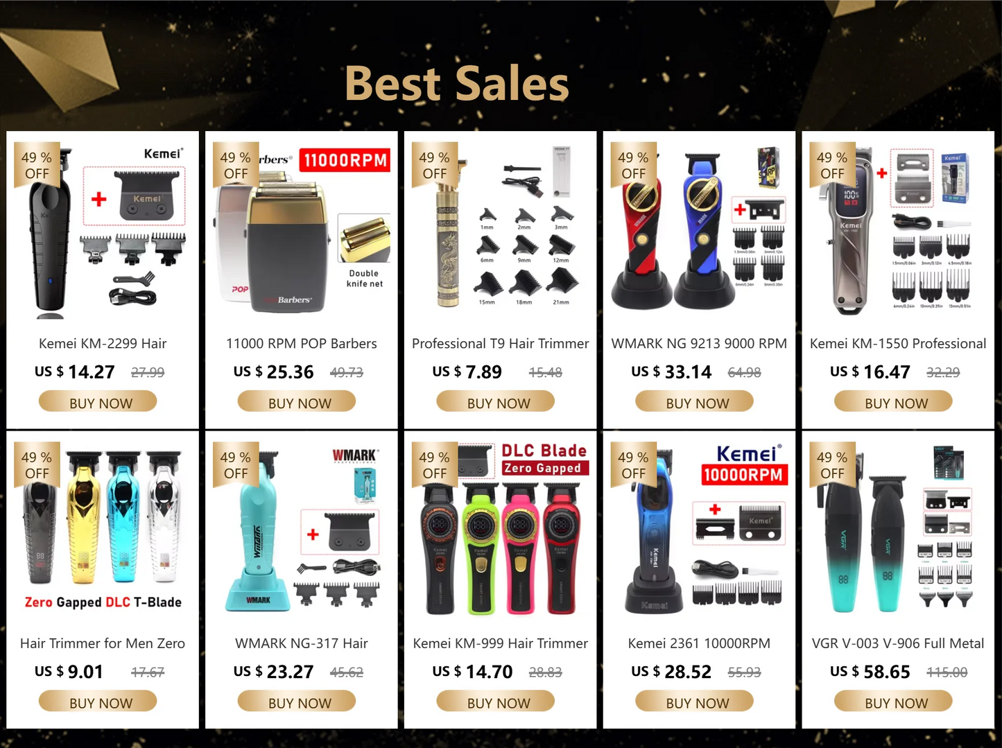 Hair Trimmer for Men Zero Gapped DLC TBlade Oil Head LED Display