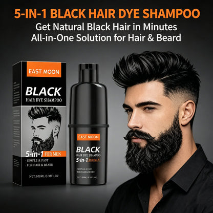 East Moon Men's Black Hair Dye Shampoo Fast Coloring