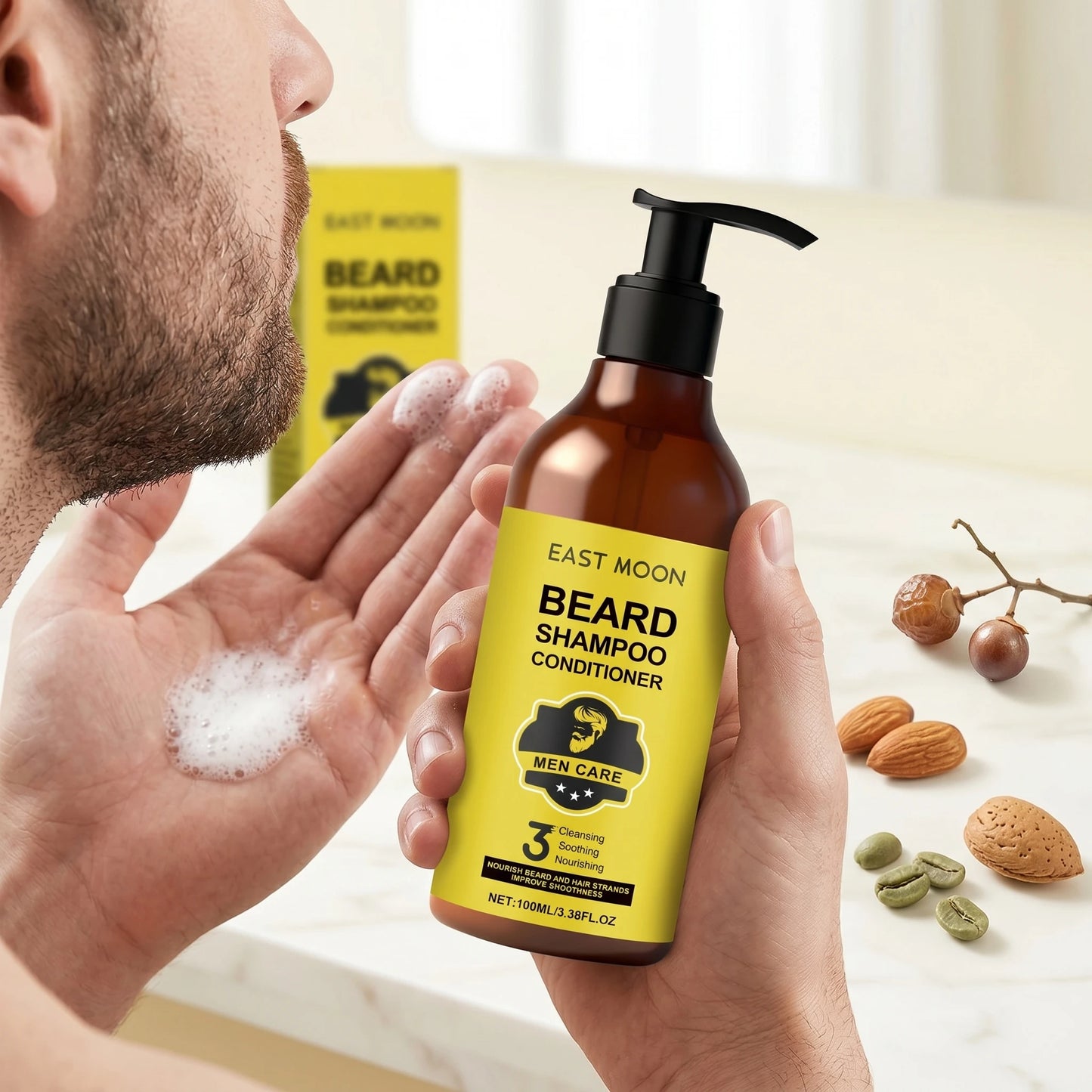 East Moon Men Beard Shampoo Deep Cleaning Moisturizes
