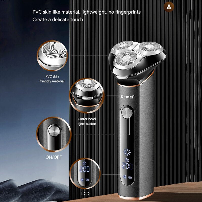 Original Kemei Metal Shell Waterproof Electric Shaver For Men