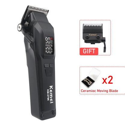 Kemei KM-2796 9000RPM Brushless Motor DLC Blade LCD Hair Cutting