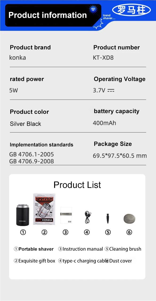 NEW Type-c Rechargable Mini Portable Waterproof Electric Shaver