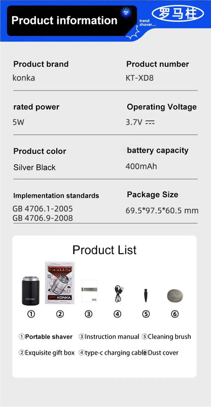NEW Type-c Rechargable Mini Portable Waterproof Electric Shaver