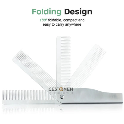 NEW Style Stainless Steel Folding Professional Men's  Comb