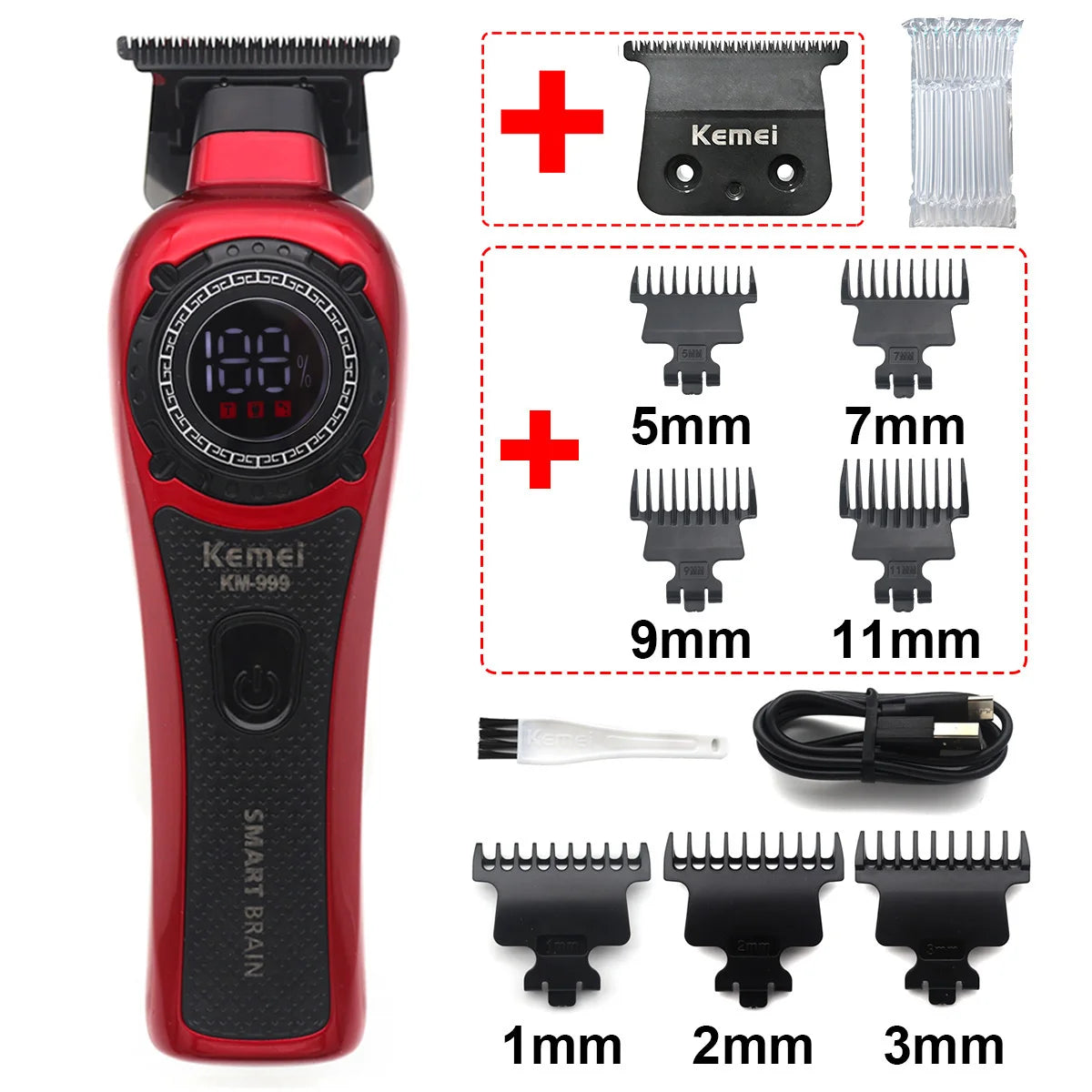 Kemei KM-999 Hair Trimmer for Men DLC T-Blade Zero Gapped
