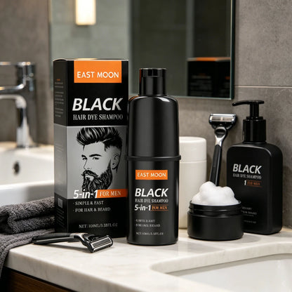 East Moon Men's Black Hair Dye Shampoo Fast Coloring