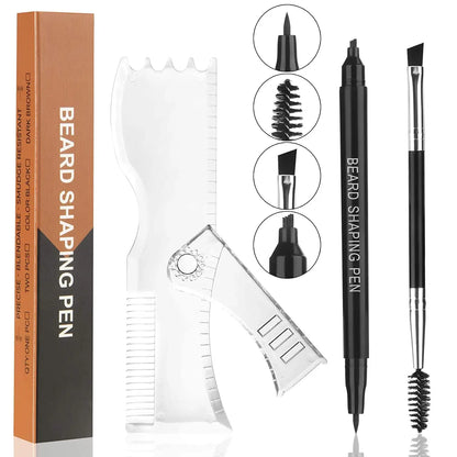Waterproof Beard Pen 2-in-1 Beard Filler Pencil with Brush