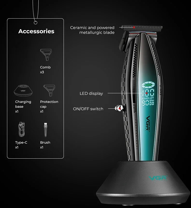 VGR Hair Clipper Professional Hair Cut Machine Electric Clipper