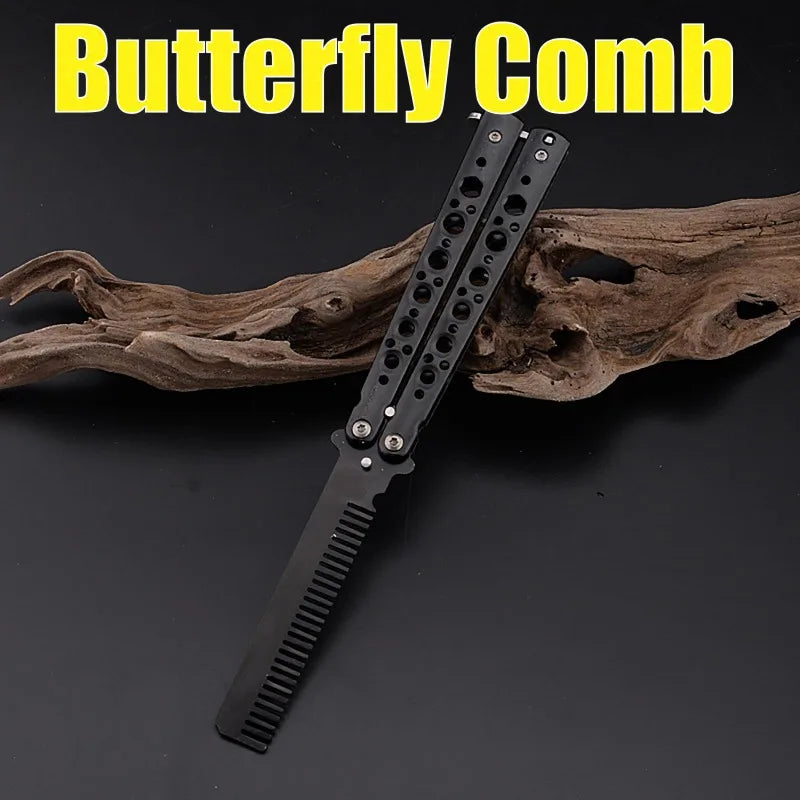 Foldable Comb Stainless Steel Practice Training Butterfly Comb
