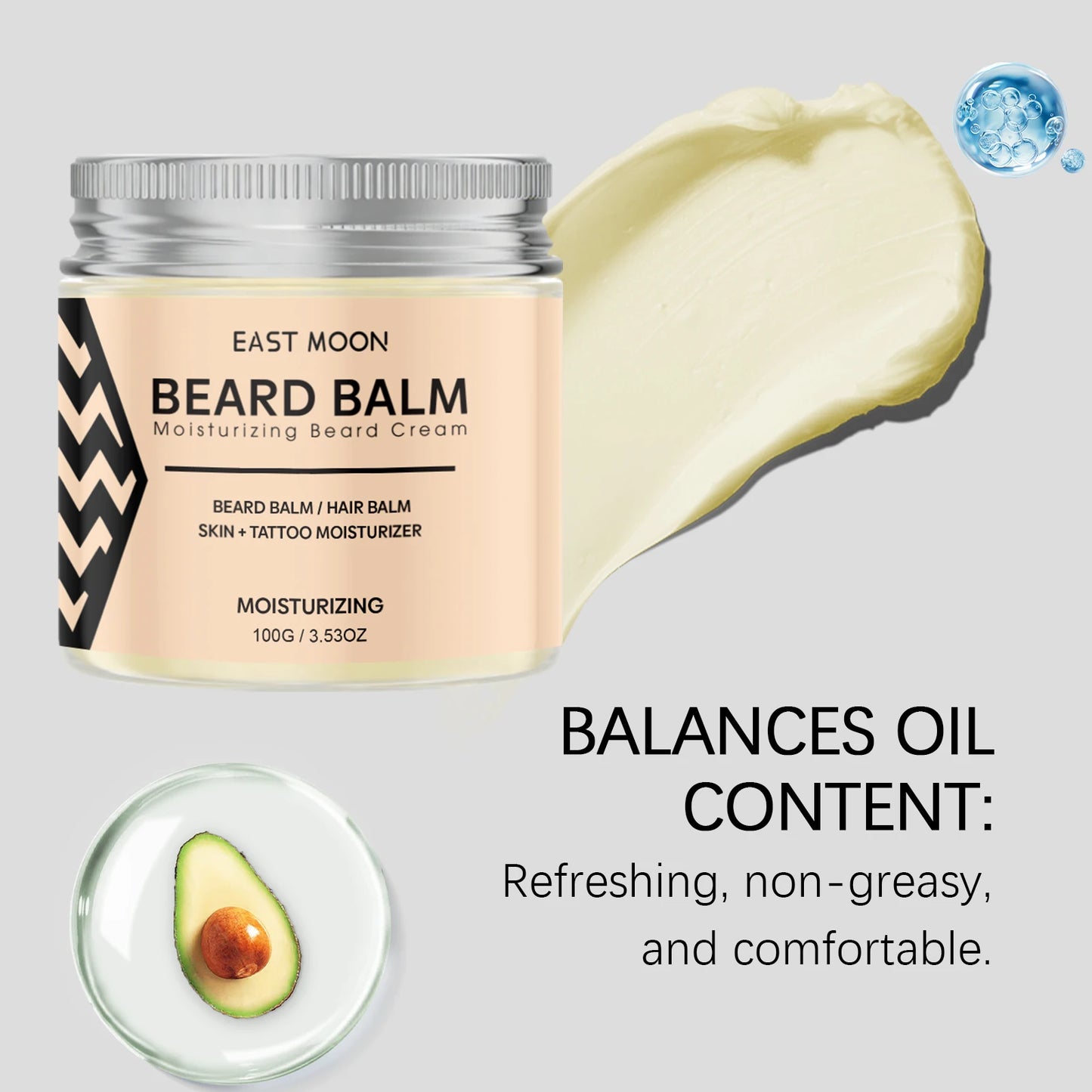Avocado Men Beard Balm Hydrate Dry Beard Soften Rough Moustache
