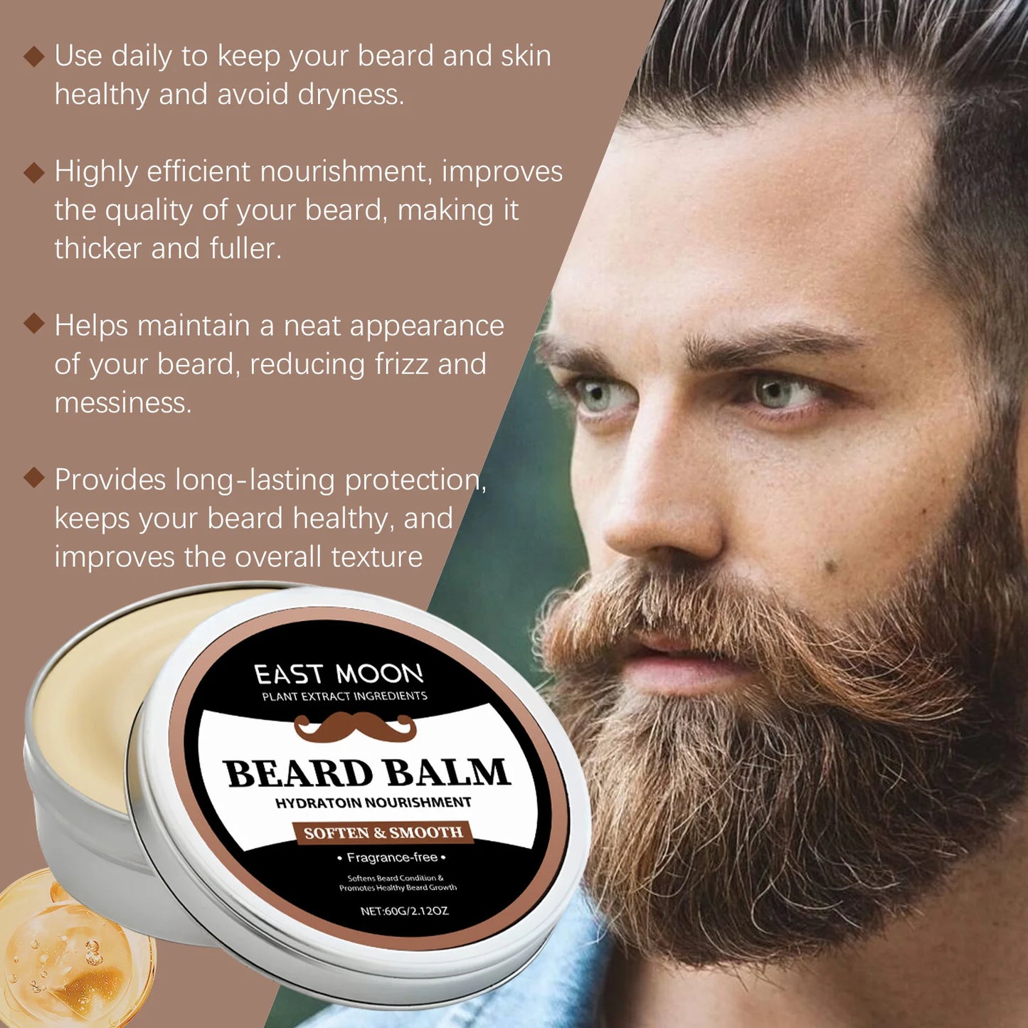East Moon Coconut Oil Men's Moisturize Beard Growth Balm