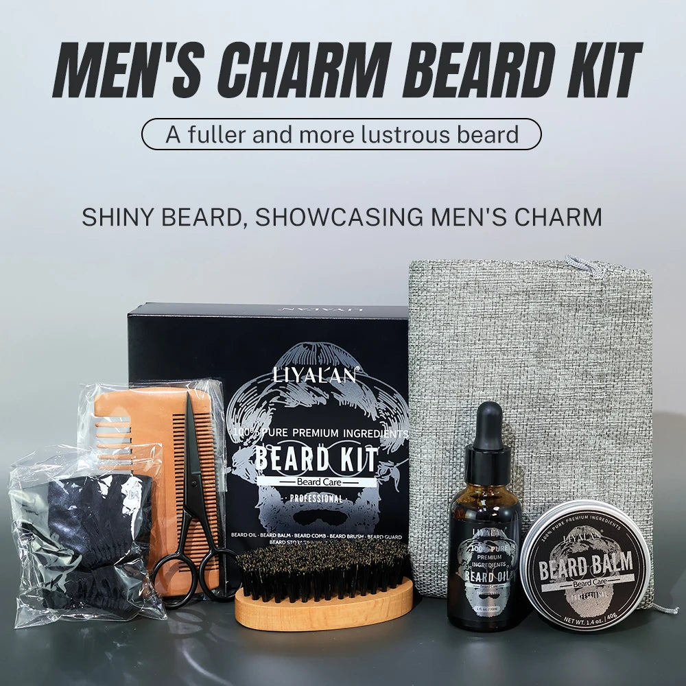 Men Beard Kit Beard Promote Enhancer Mustache Grooming