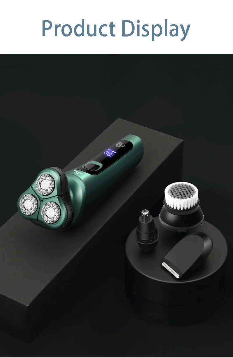 New Smart Electric Shaver LCD Digital Display Three-head Floating Razor