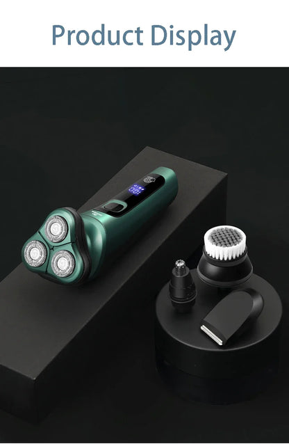 New Smart Electric Shaver LCD Digital Display Three-head Floating Razor