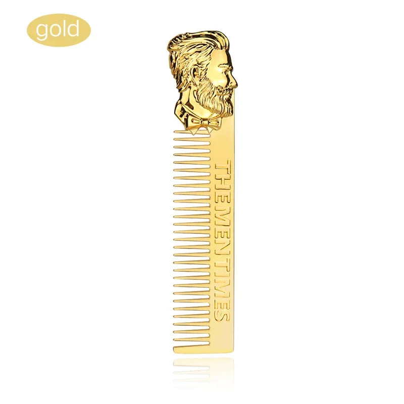 Professional Styling Metal Stainless Steel Men Beard Comb