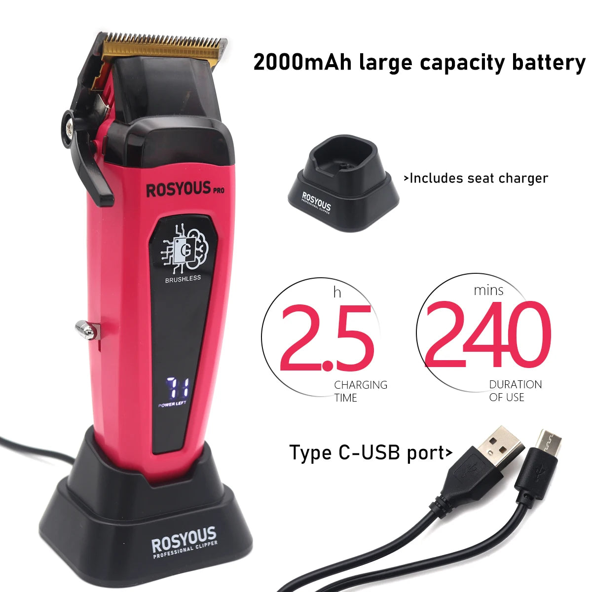 Professional Hair Clipper Brushless Motor DLC Blade  for Men 106