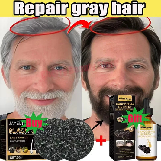 Magic White Hair to Black Shampoo Dye Soap Natural