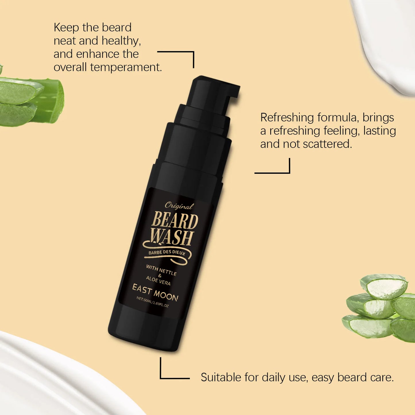 Aloe Repair Beard Wash Soothe After Shave Skin Reduce Skin