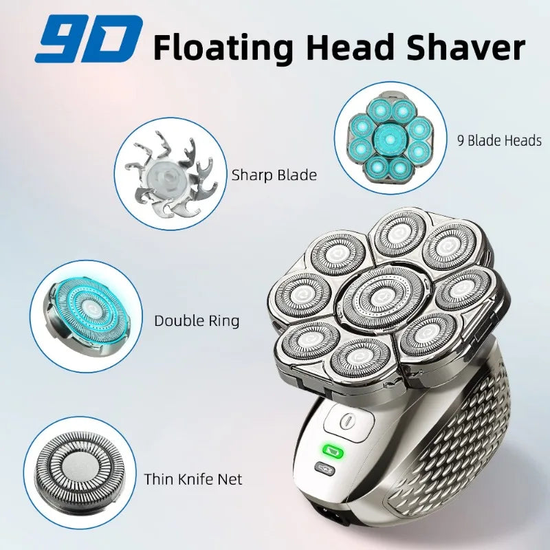 4D Head Shavers 6-in-1 Rechargeable Waterproof Head Shavers