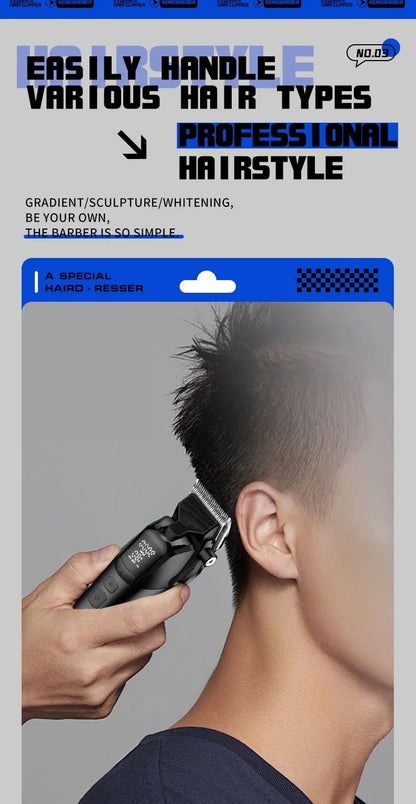 Kemei Professional Barber Hair Clippers Rechargeable Cordless