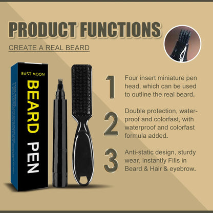 Waterproof Beard Pen Beard Filler Pencil And Brush Beard Enhancer