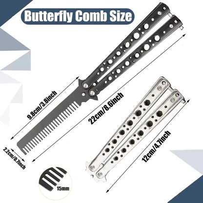 Foldable Comb Stainless Steel Practice Training Butterfly Comb