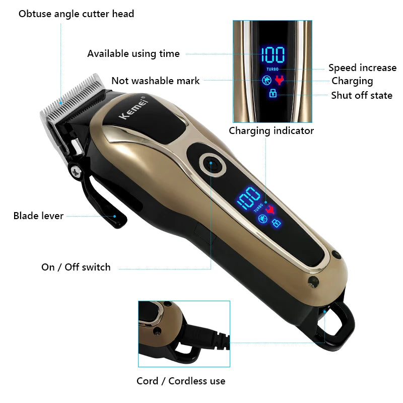 Professional Hair Trimmer Gold Clipper For Men Beard Trimmer