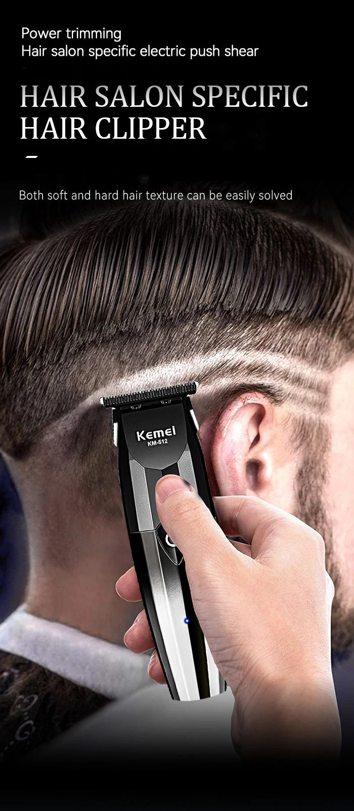 KM-512 Hair Clipper Electric Thruster USB Charging High Speed
