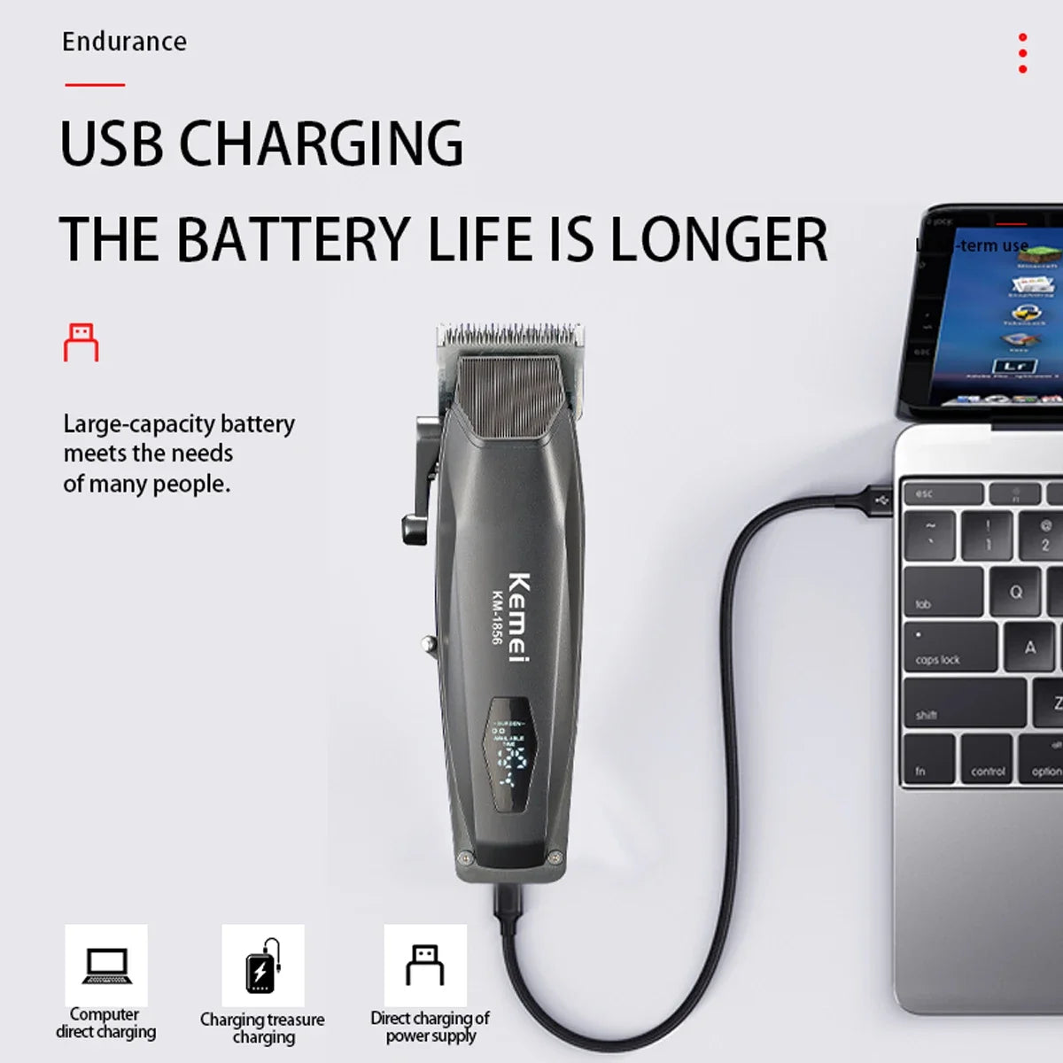 KEMEI Electric Rechargeable Best Hair Trimmer Professional Cordless