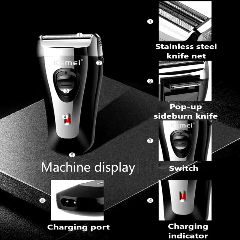 Kemei Reciprocating Electric Shaver For Men Cordless Razor