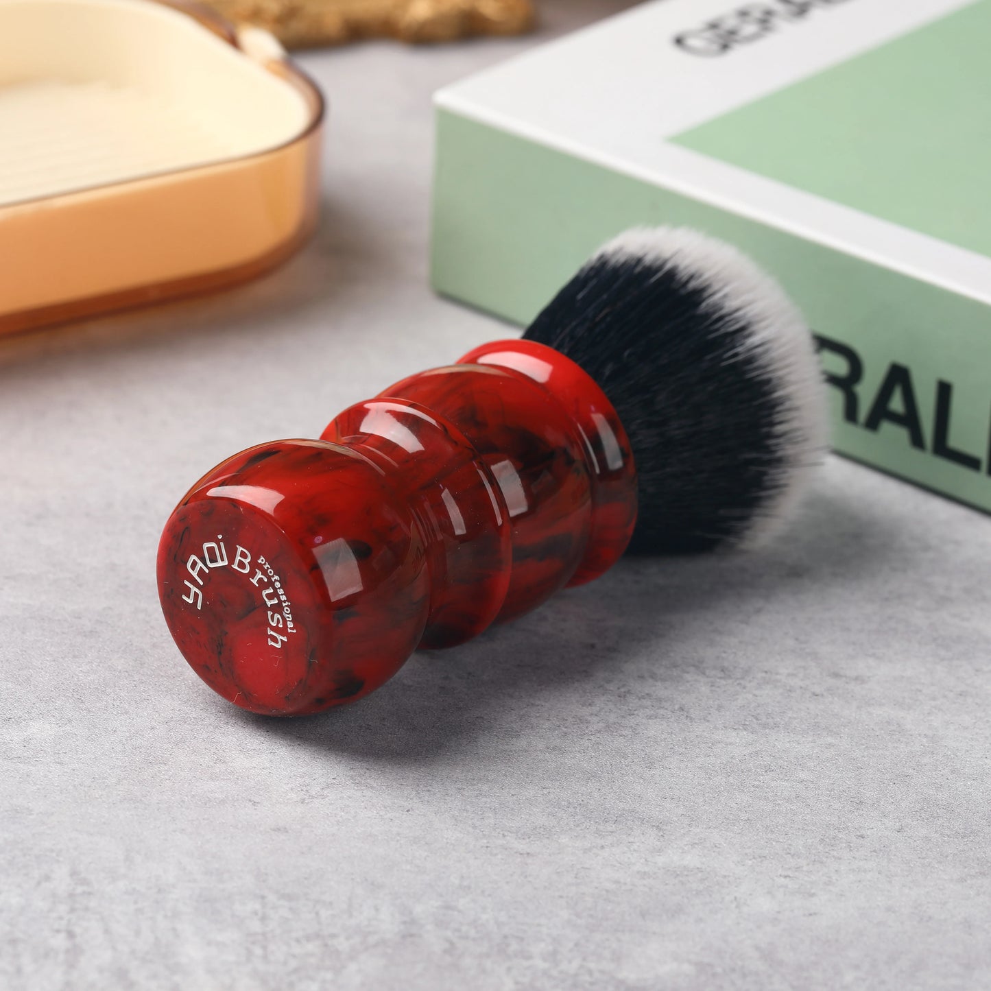 Red Marble Men's Synthetic Hair Beard Brush