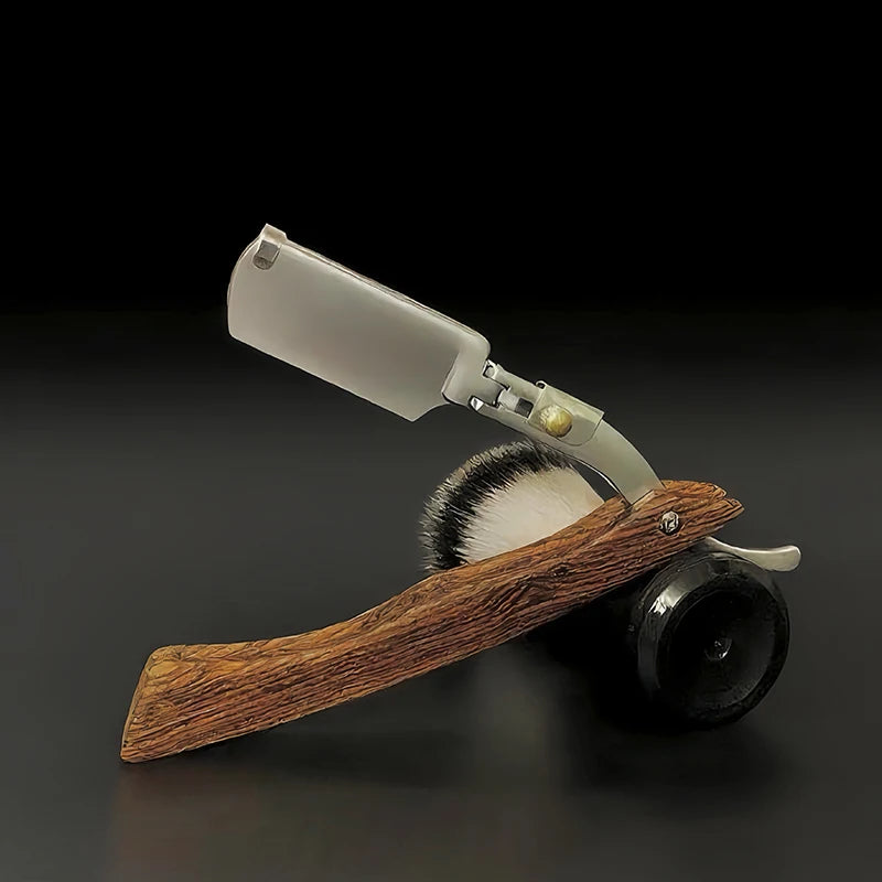 Stainless Steel Folding Shave Knife Handle Beard Straight Razor