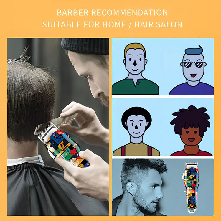 Kemei Graffiti Electric Hair Clipper Kit Men's Electric Shaver