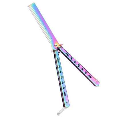 Foldable Comb Stainless Steel Butterfly Knife Comb