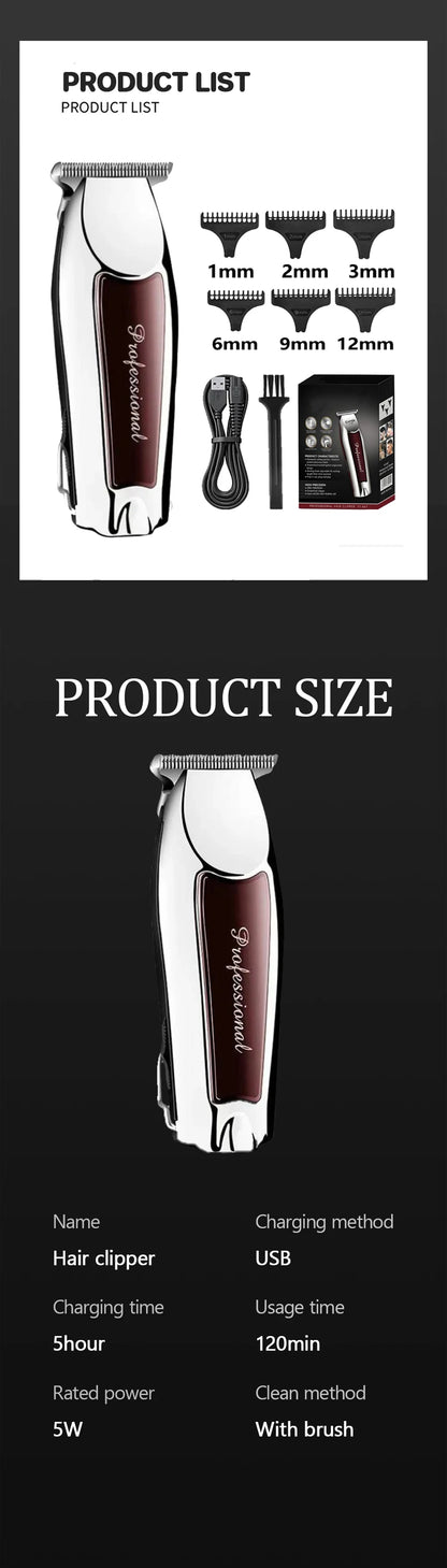 Rechargeable cordless hair trimmer for men grooming