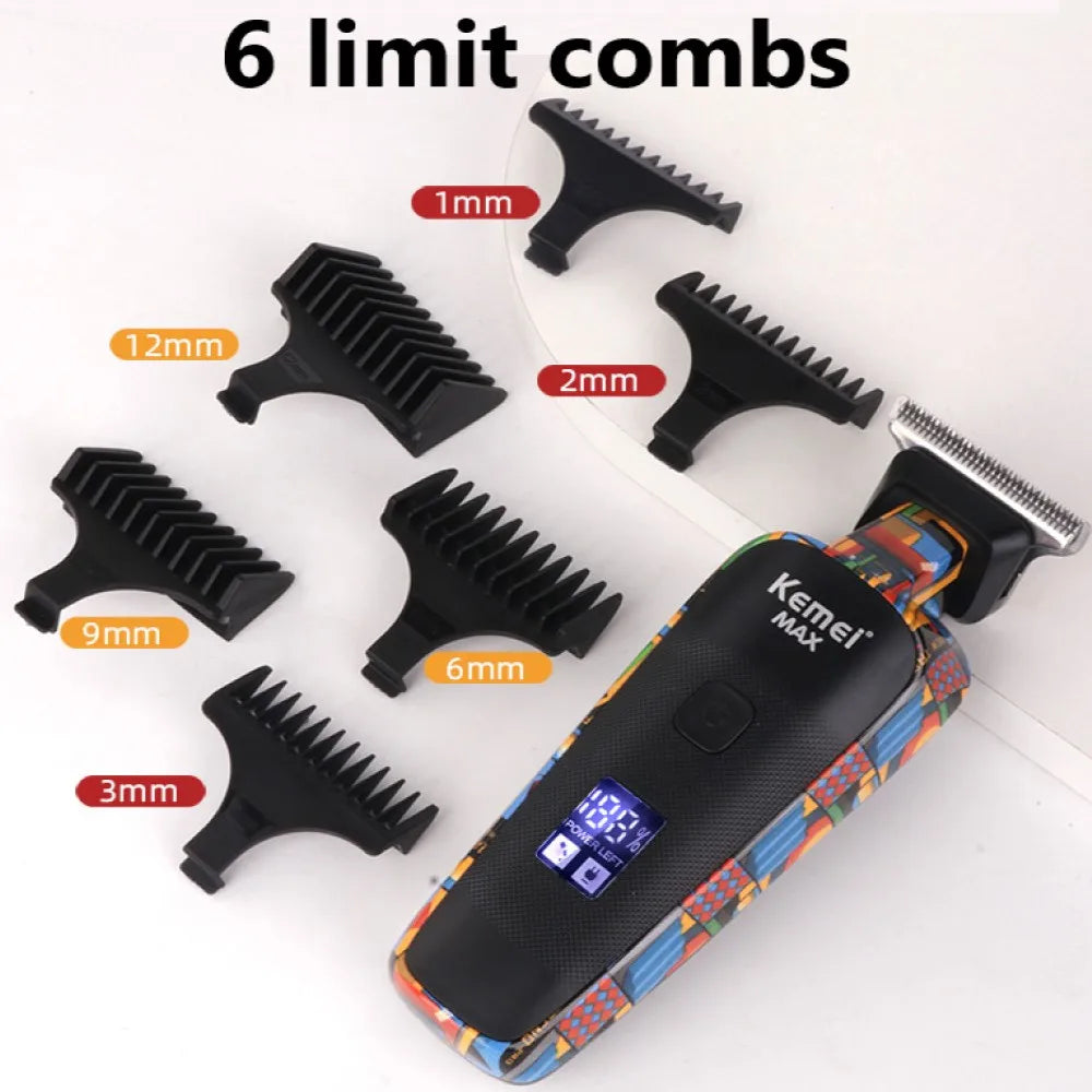 Kemei Professional Men Barber Hair Clipper Fashion Graffiti