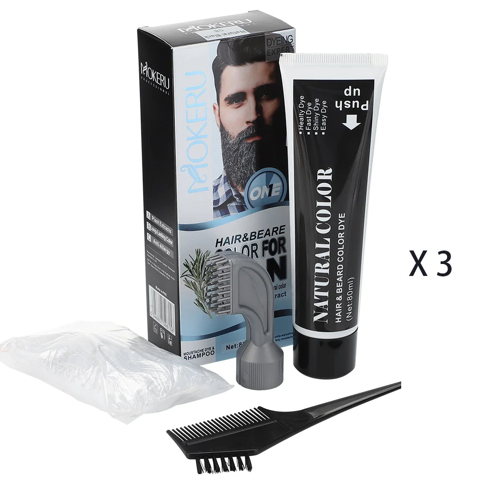 Beard and Hair Black Coloring Cream with Rosemary Extract
