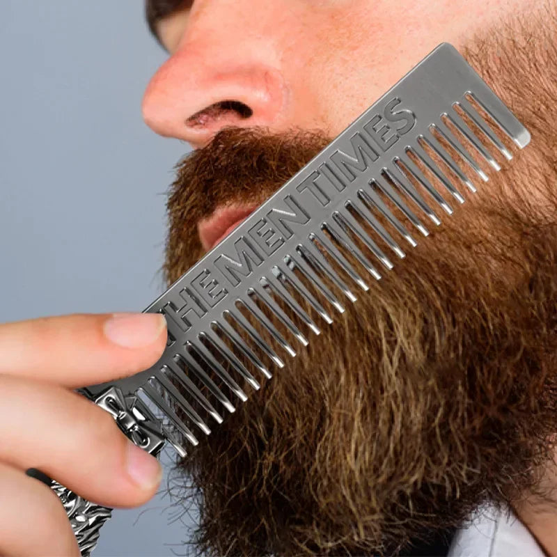 Professional Styling Metal Stainless Steel Men Beard Comb