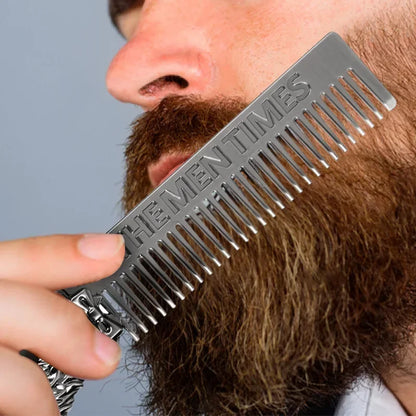 Professional Styling Metal Stainless Steel Men Beard Comb