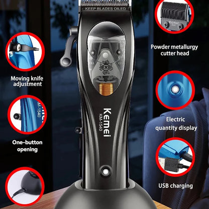 Kemei Professional Barber Cordless Hair Clipper Electric Trimmer