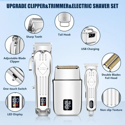 Hair Clippers Professional Cordless for Men, Electric Foil Shavers Set