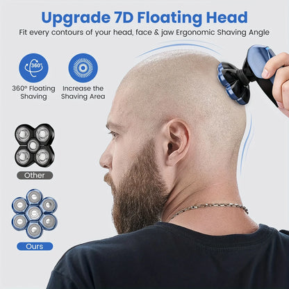 Sejoy Electric Bald Men Shavers Head 7 Floating Heads