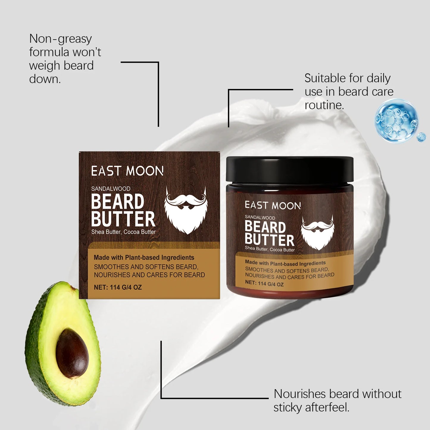 East Moon Sandalwood Beard Growth Cream Improve Friction