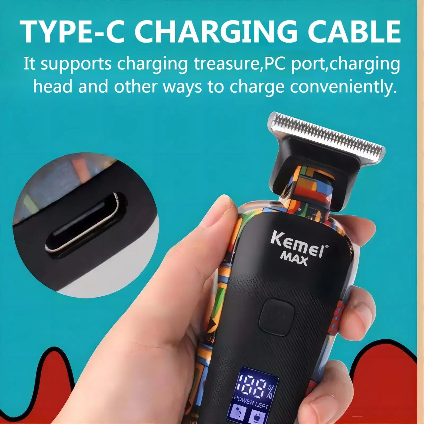 Kemei Digital Display Professional Barber Pusher For Men