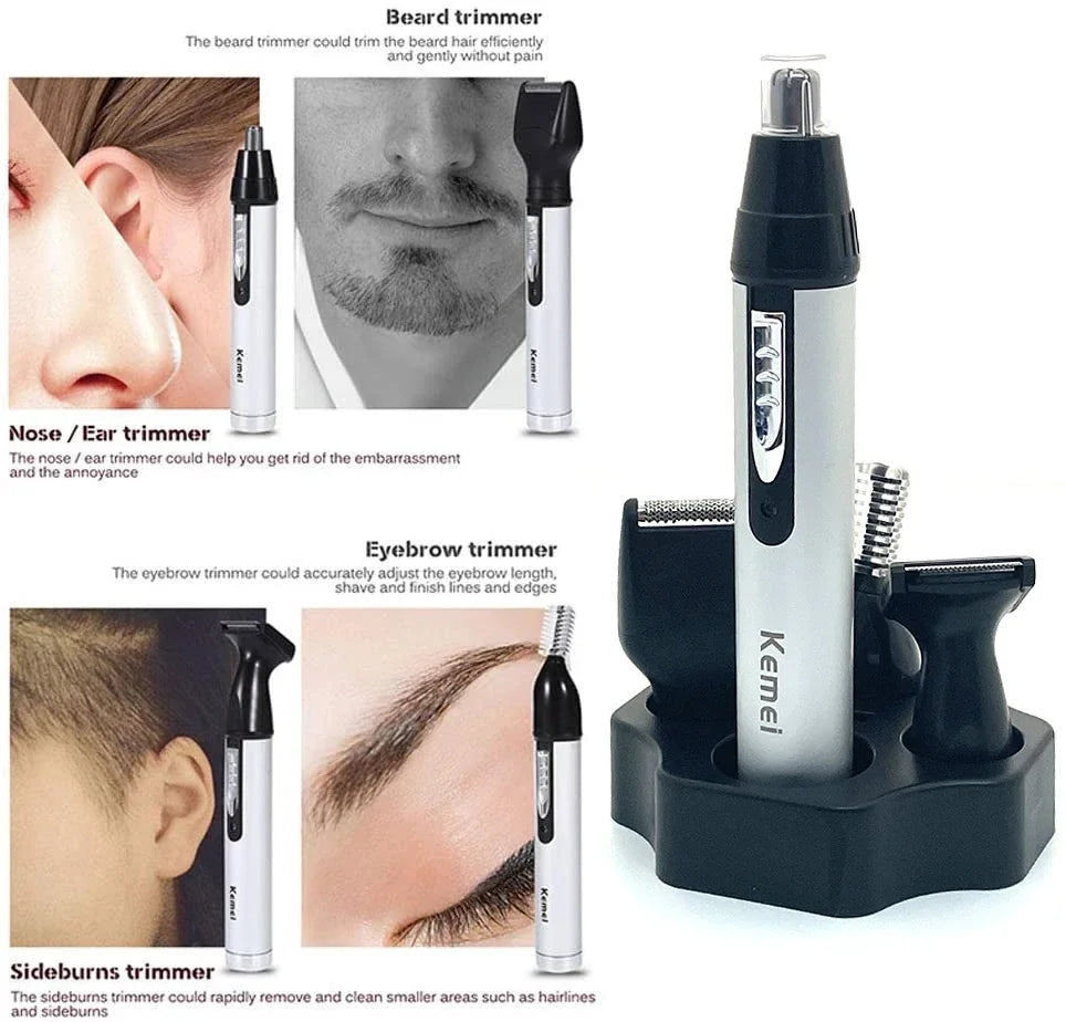 Kemei 6650 4in1 Rechargeable Nose Ear Hair Trimmer